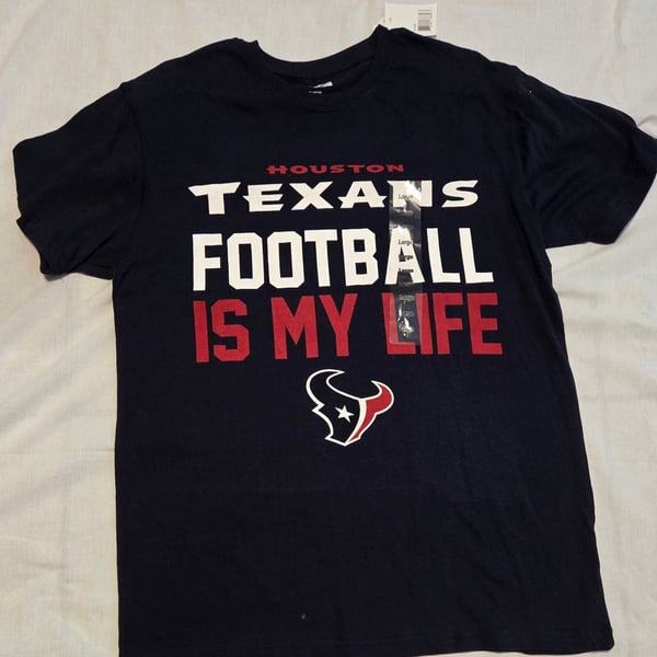 NFL Team Apparel Houston Texans T-Shirt Size L Navy Football Is My Life