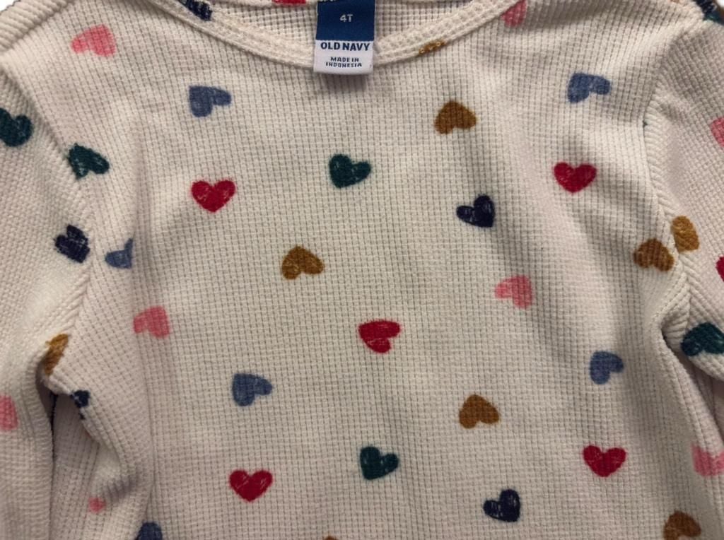 Old Navy Thermal Long Sleeve Shirt Size 4T Multi Heart Print 4