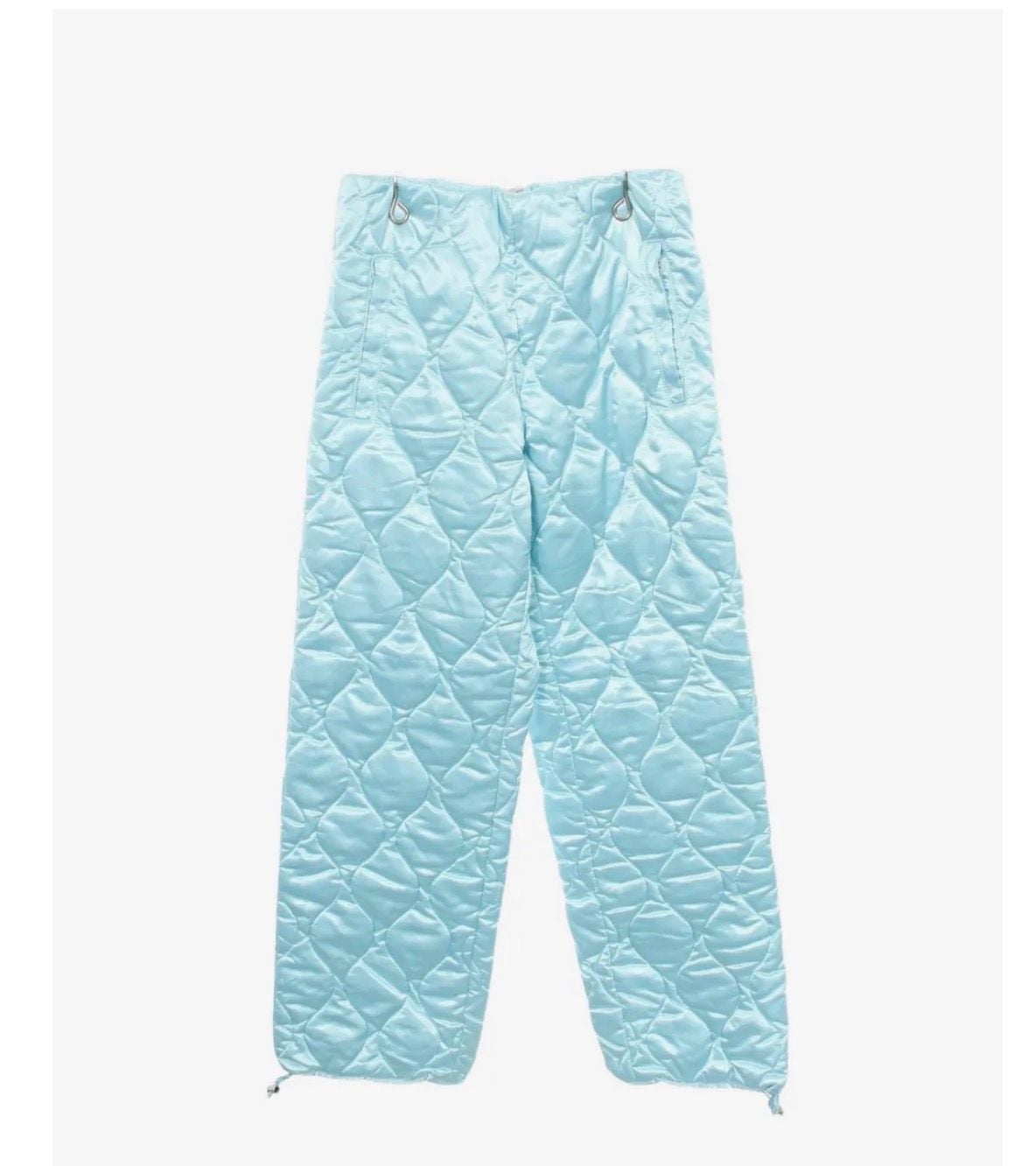 Miu Miu Quilted Trousers Size 38 Light Blue Satin 2