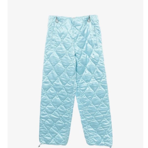 Miu Miu Quilted Trousers Size 38 Light Blue Satin