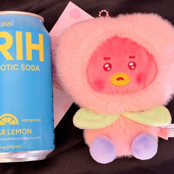 BT21 TATA Pink Peach Plush Keyring Keychain bag charm BTS V Taehyung