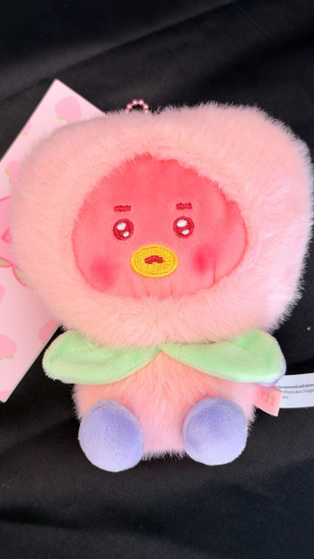 BT21 TATA Pink Peach Plush Keyring Keychain bag charm BTS V Taehyung 3