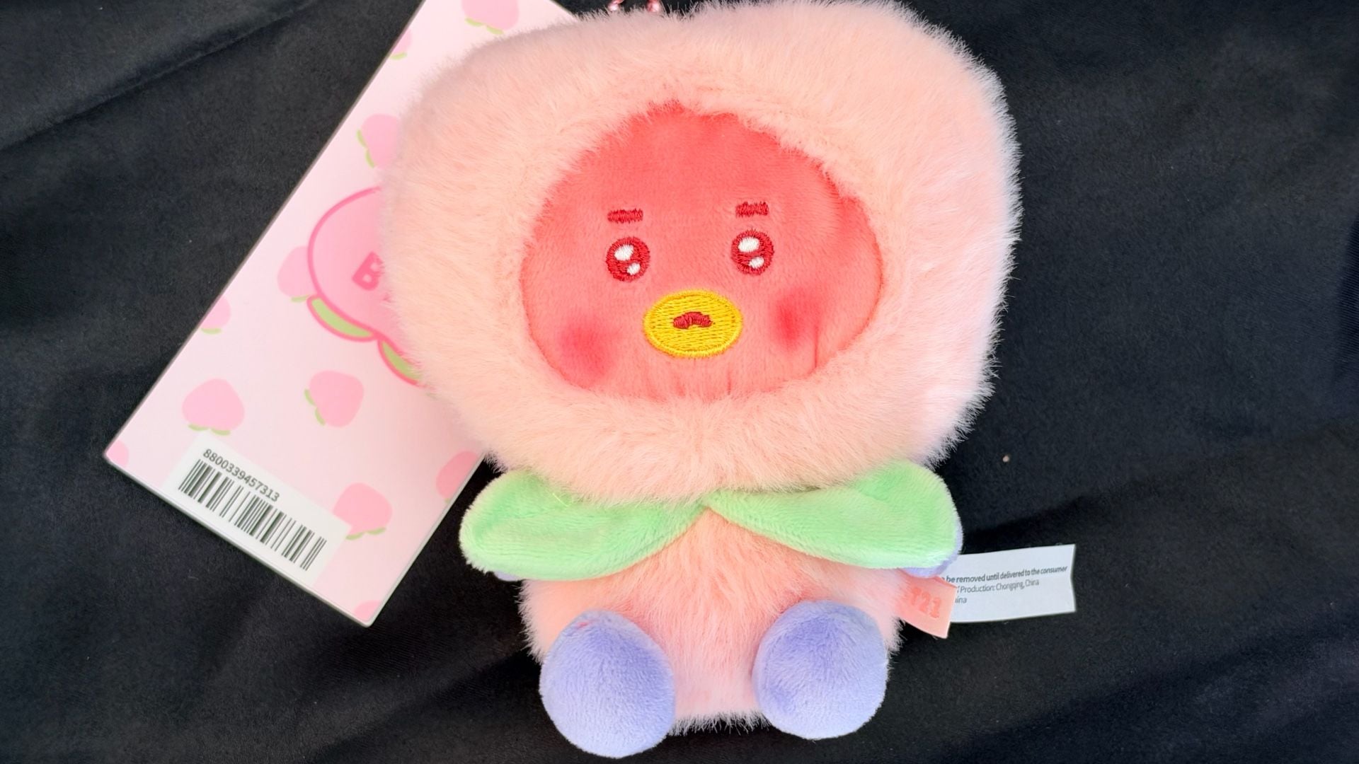 BT21 TATA Pink Peach Plush Keyring Keychain bag charm BTS V Taehyung 4