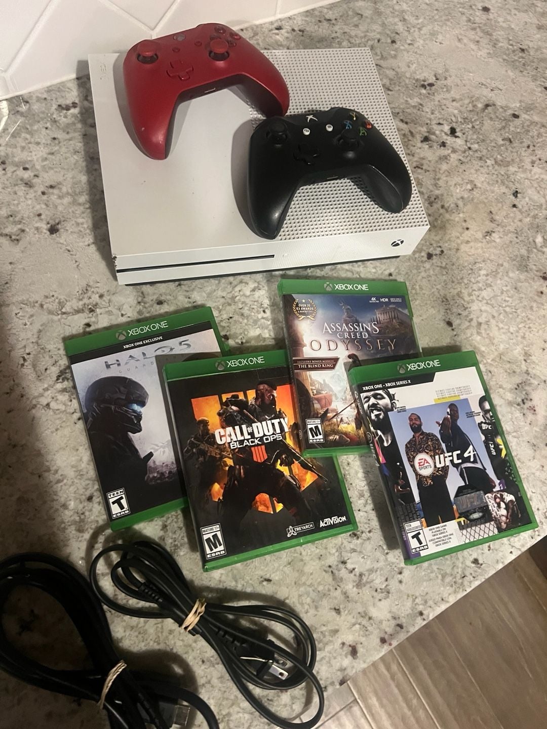 Microsoft Xbox One S Console White With Two Controllers And Games 1