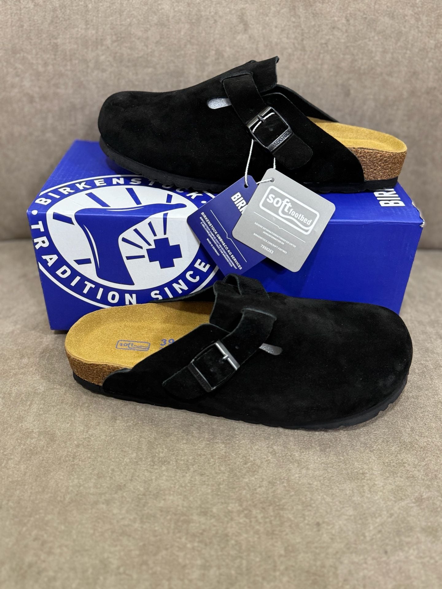 Birkenstock Boston Soft Footbed Suede Clog Size 42 Black 2