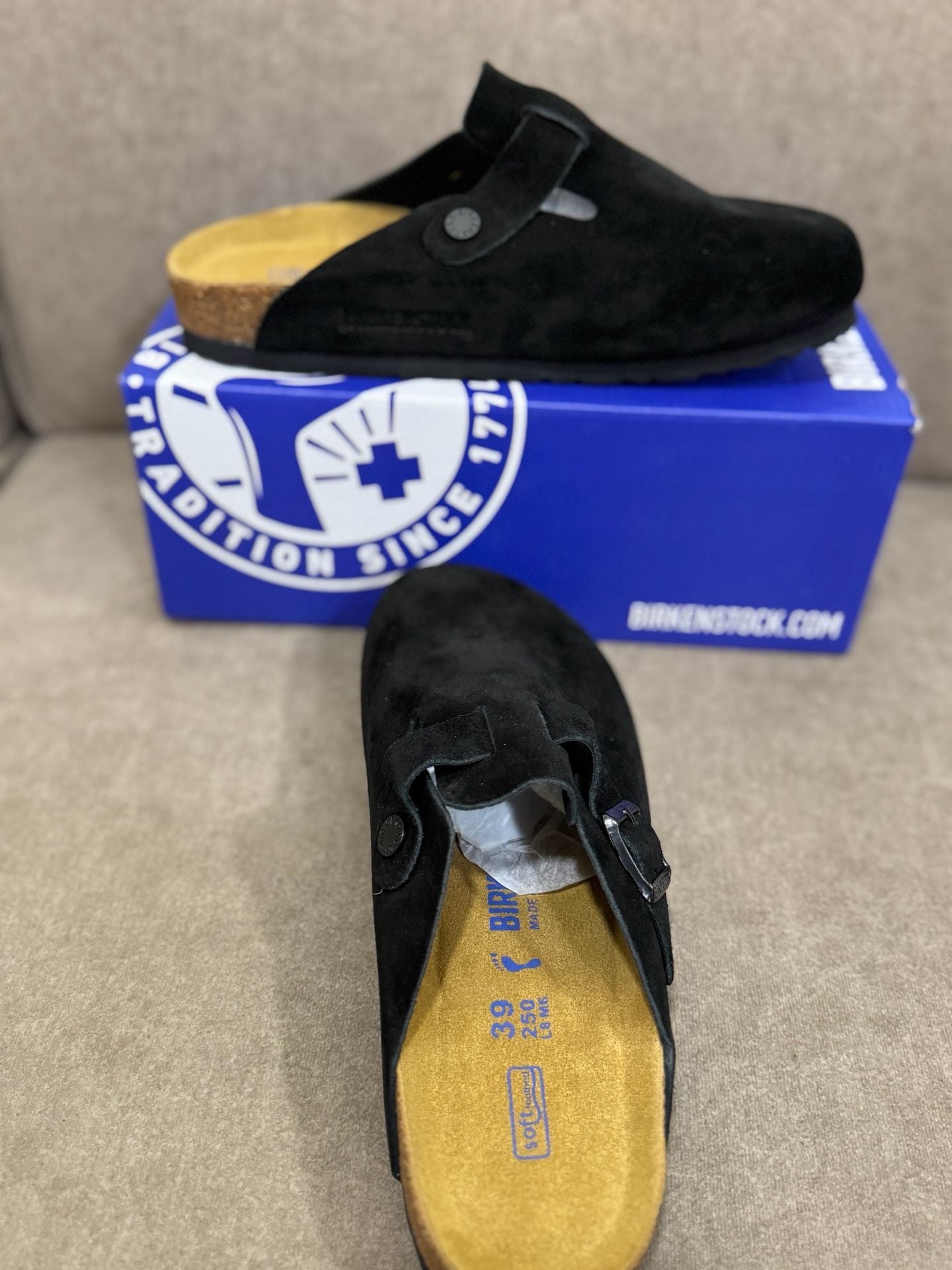 Birkenstock Boston Soft Footbed Suede Clog Size 42 Black 3