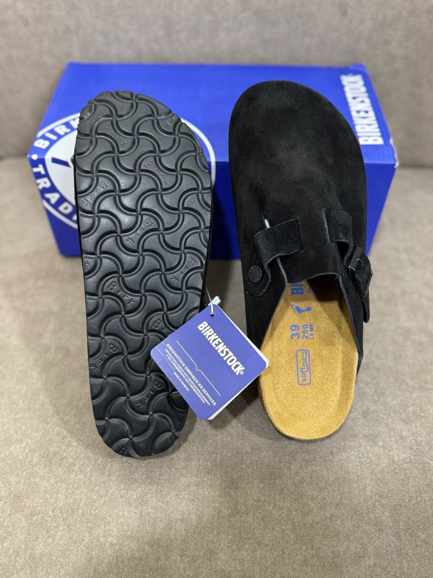 Birkenstock Boston Soft Footbed Suede Clog Size 42 Black 5