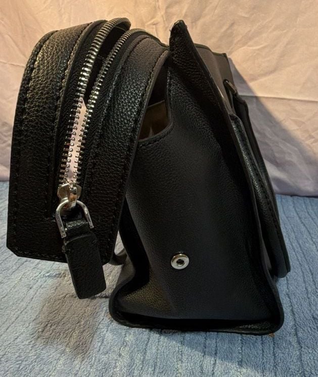 Guess Gabi Society Satchel Black Faux Leather Handbag 3