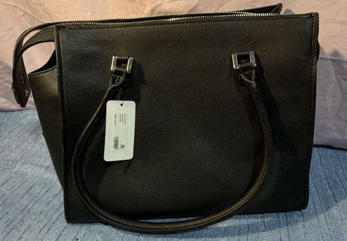 Guess Gabi Society Satchel Black Faux Leather Handbag 4
