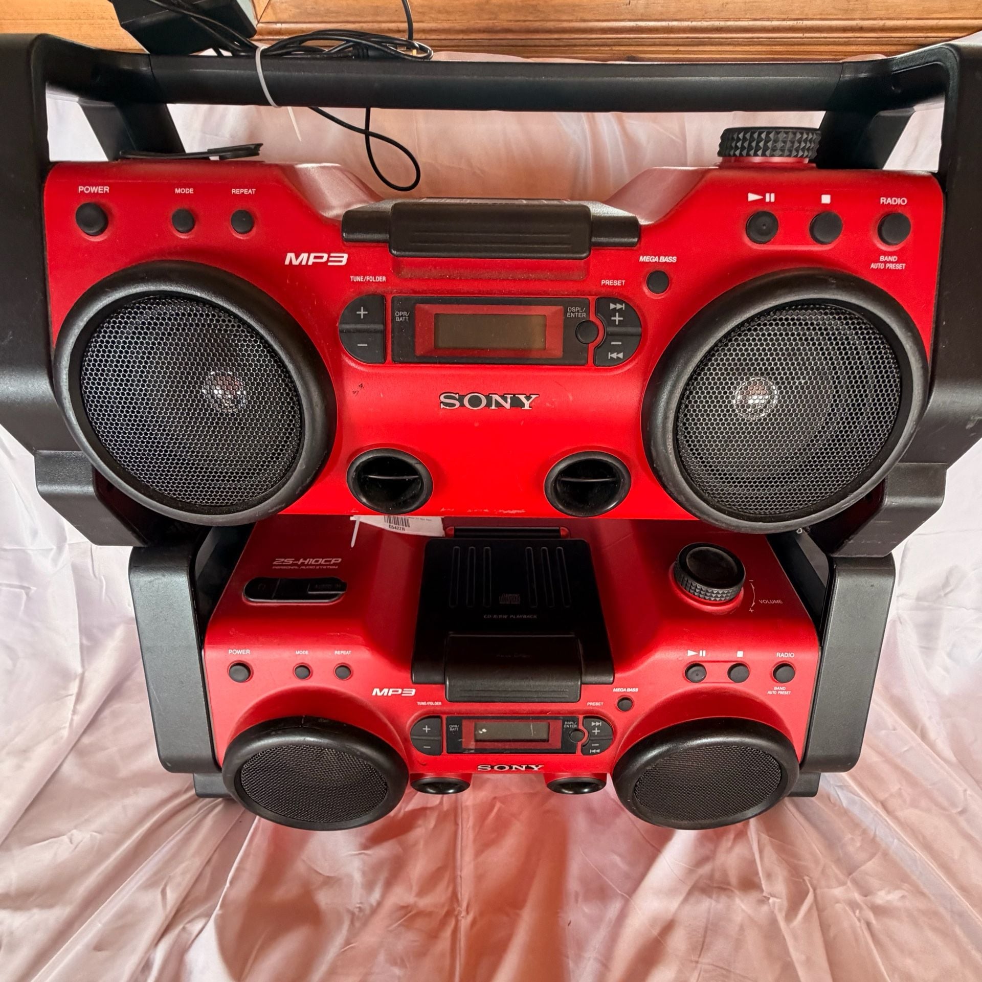 2 Set Sony ZS-H10CP Personal Audio System Boombox Red MP3 CD 2