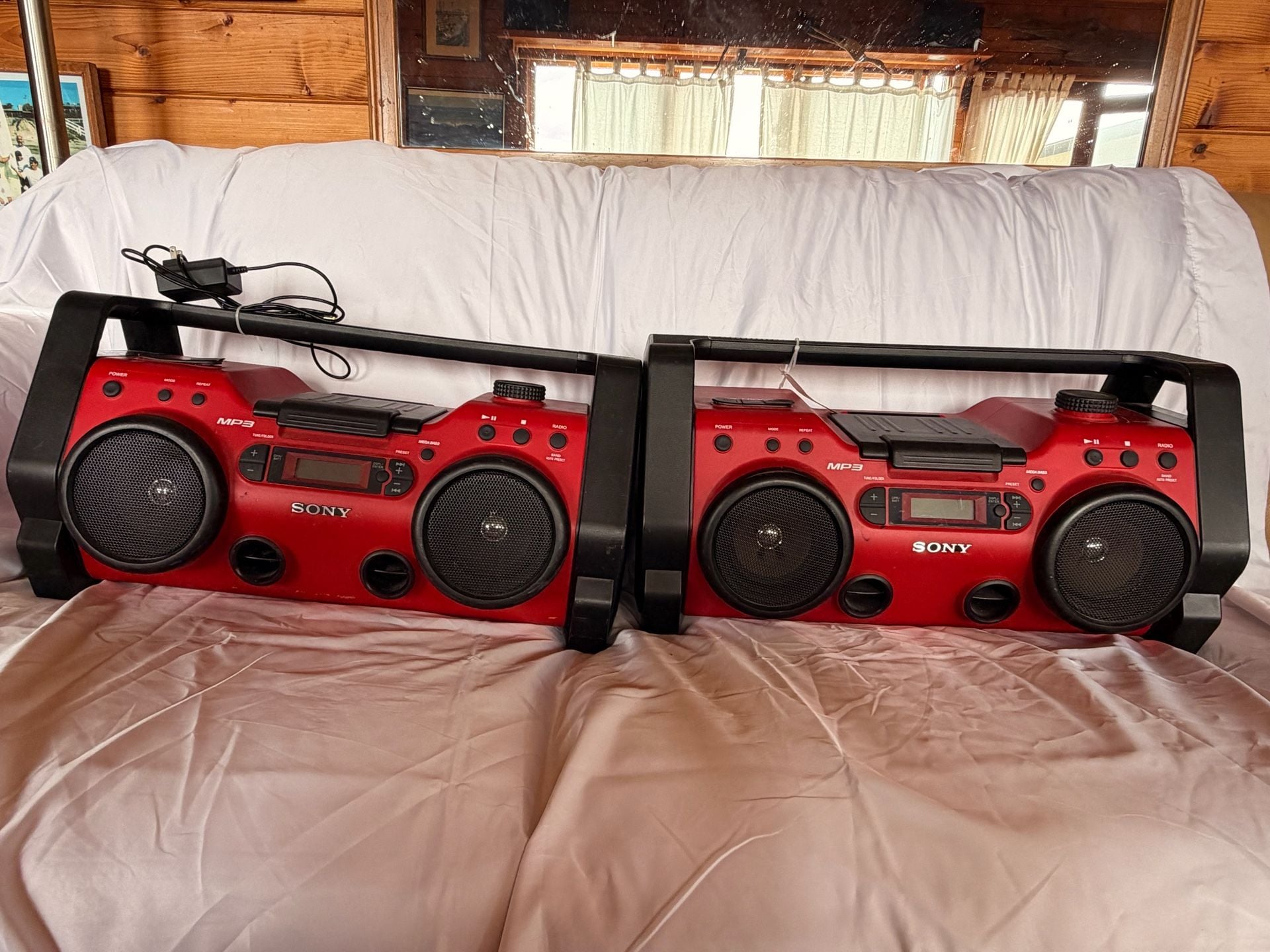 2 Set Sony ZS-H10CP Personal Audio System Boombox Red MP3 CD 4