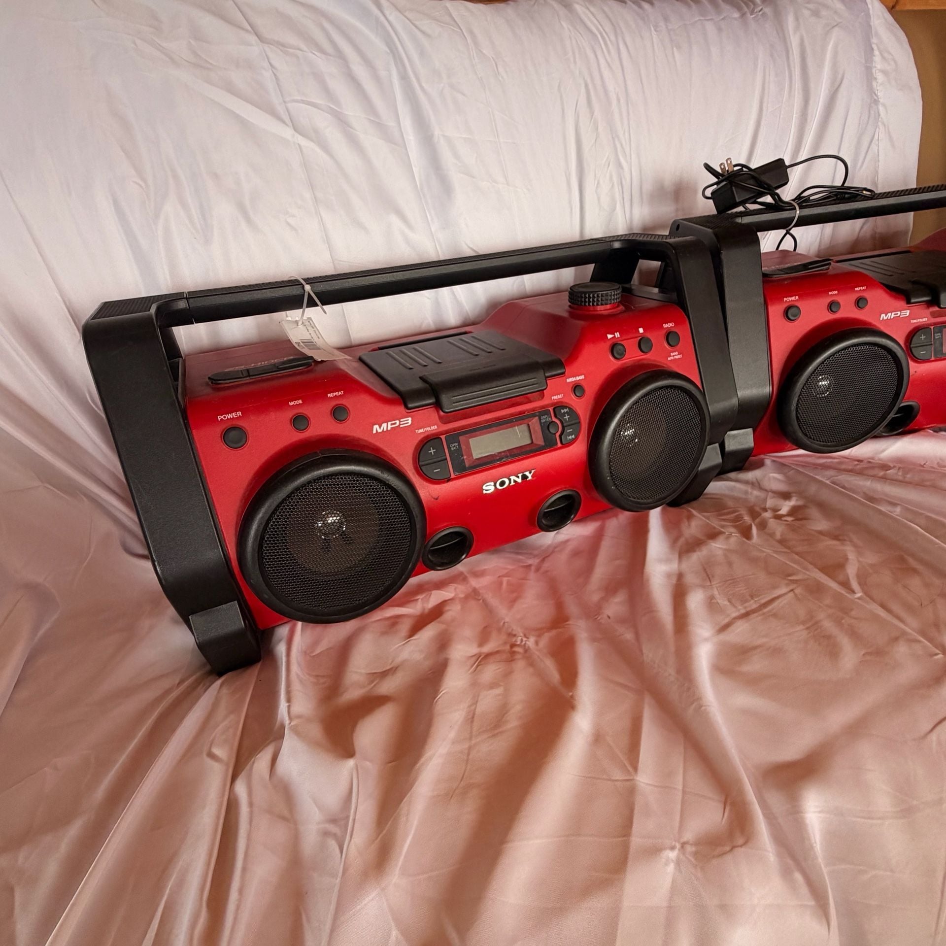 2 Set Sony ZS-H10CP Personal Audio System Boombox Red MP3 CD 6