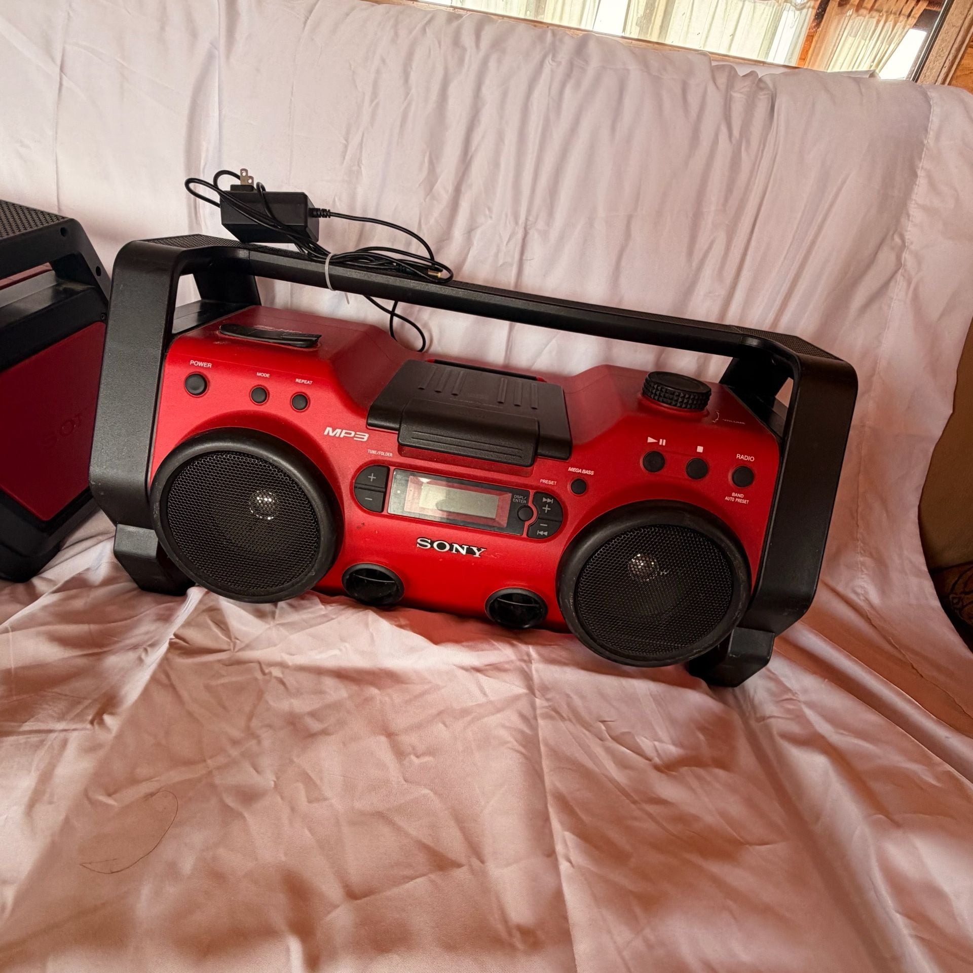 2 Set Sony ZS-H10CP Personal Audio System Boombox Red MP3 CD 8