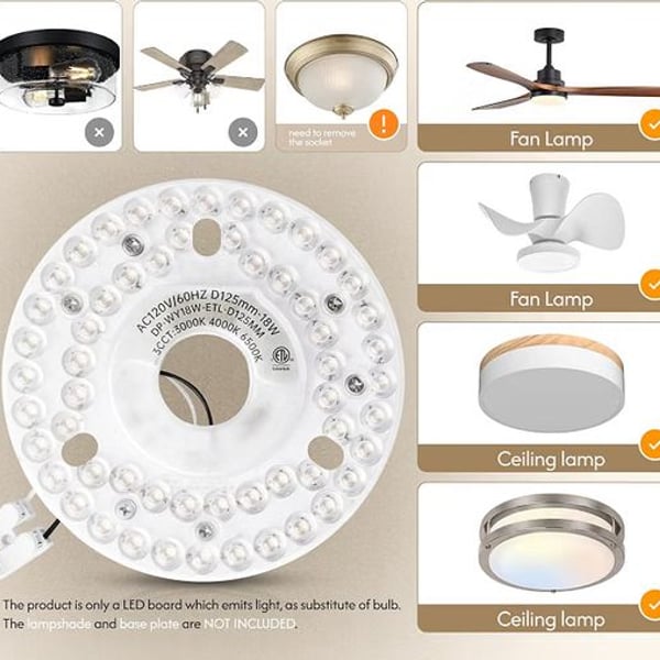 AUPRUN 4.92" Universal LED Light Kit Size 4.92 Inch New