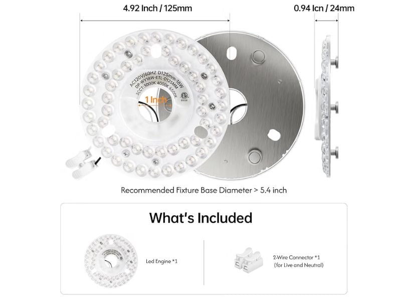 AUPRUN 4.92" Universal LED Light Kit Size 4.92 Inch New 2