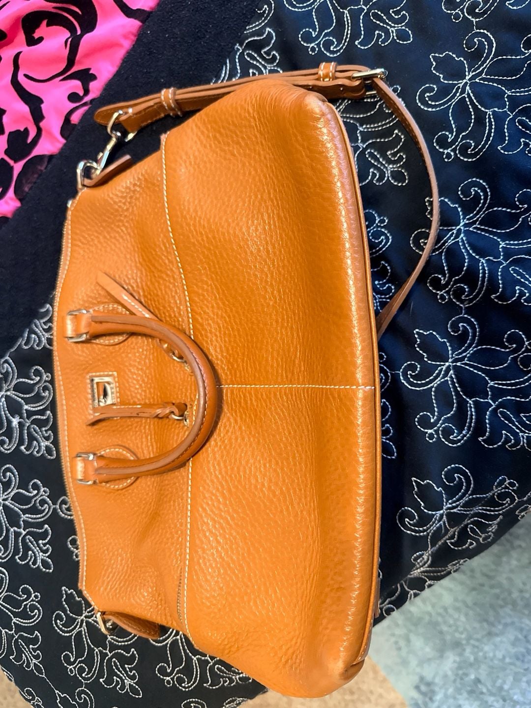 Dooney & Bourke Dillen Double Pocket Satchel Tan Leather Handbag 7