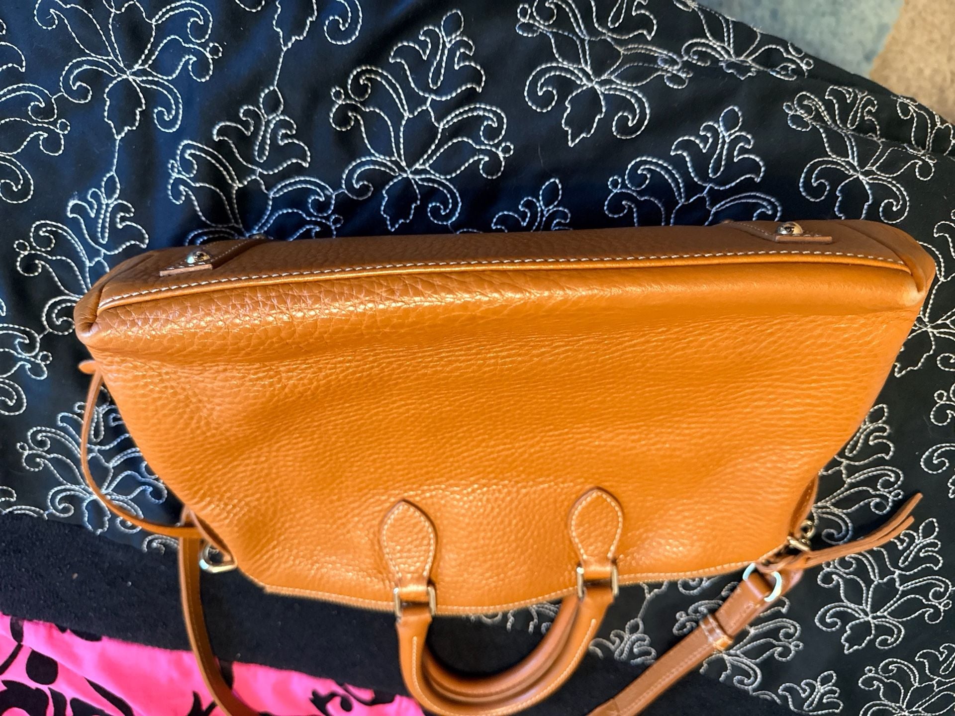 Dooney & Bourke Dillen Double Pocket Satchel Tan Leather Handbag 8