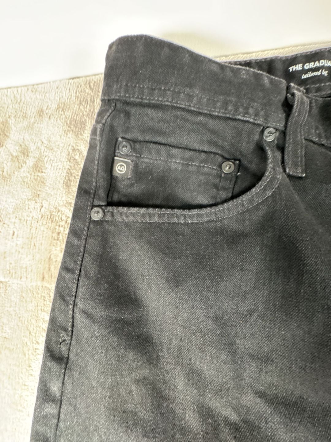 AG Adriano Goldschmied The Graduate Tailored Leg Jeans Black Denim 3