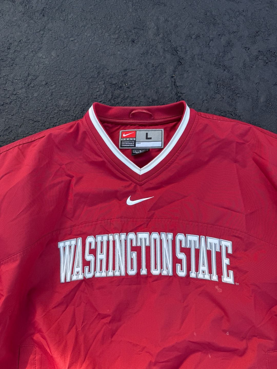 Nike Washington State Cougars Windbreaker Jacket Size L Red V-Neck Pullover 3