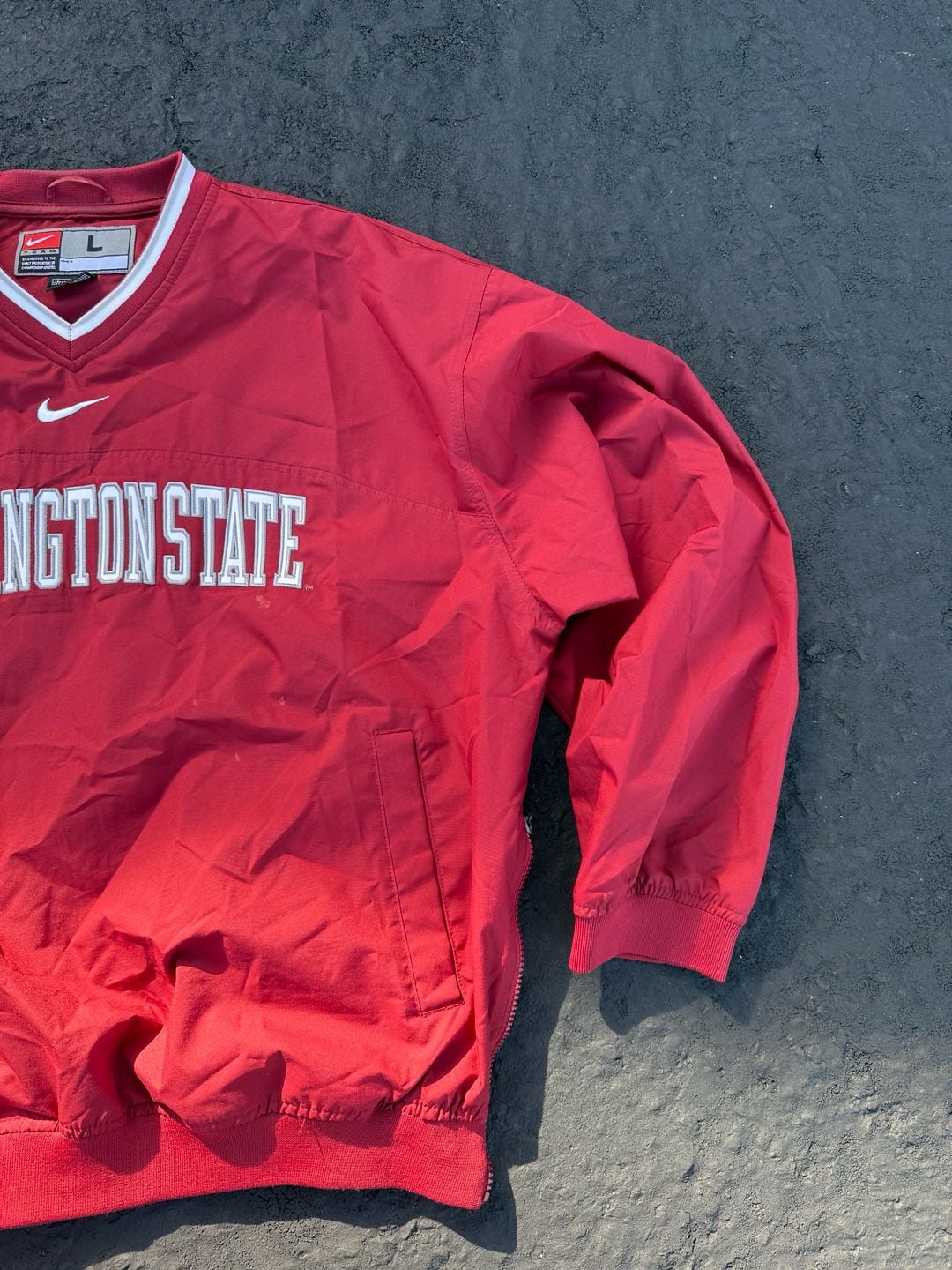 Nike Washington State Cougars Windbreaker Jacket Size L Red V-Neck Pullover 5