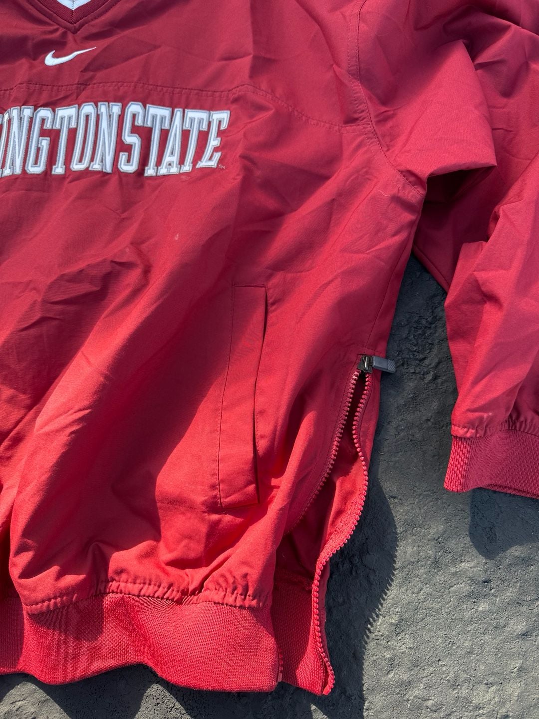Nike Washington State Cougars Windbreaker Jacket Size L Red V-Neck Pullover 6