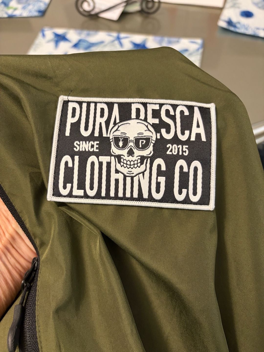 067-Pura Pesca Clothing Co. Clasico Windbreaker Olive Green Pullover Hooded 4