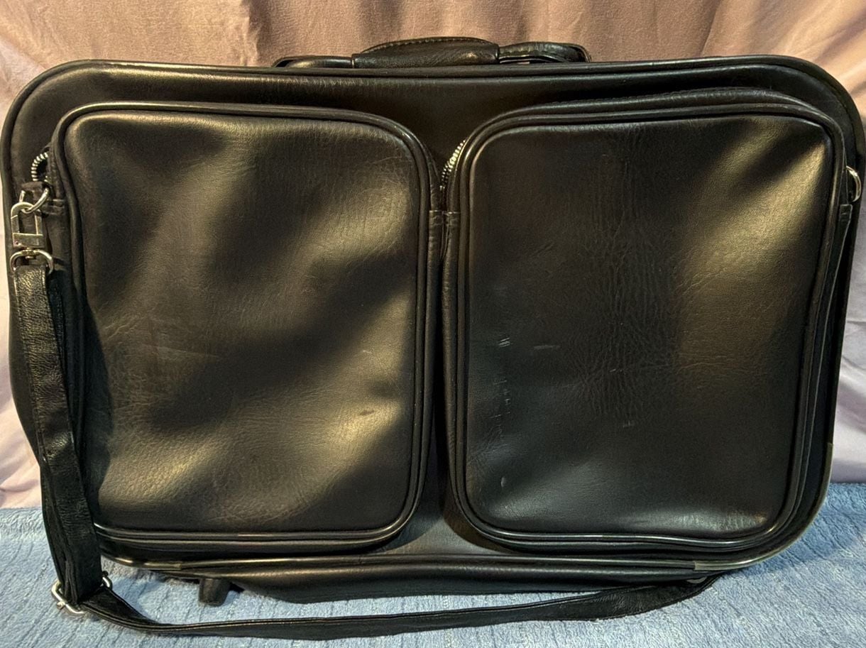Vintage Black Faux Leather Travel Briefcase Garment Bag 2