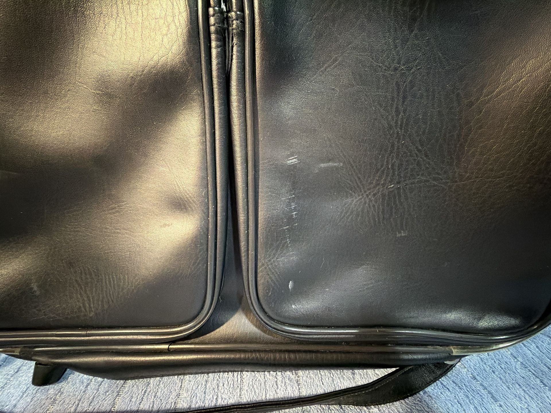 Vintage Black Faux Leather Travel Briefcase Garment Bag 3