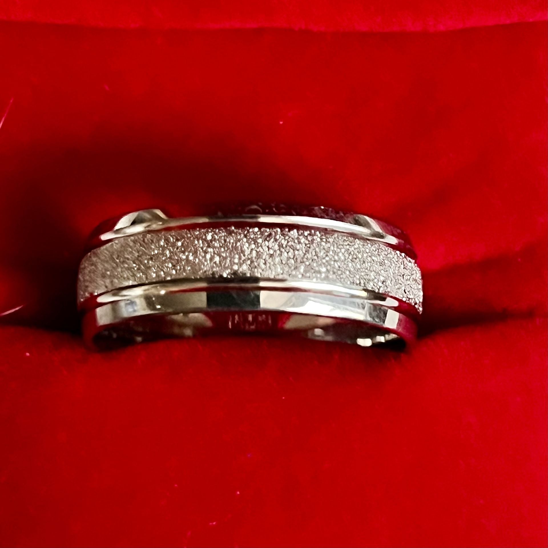 Titanium Steel Silver Sandblasted 6mm Band Ring Size 12 2