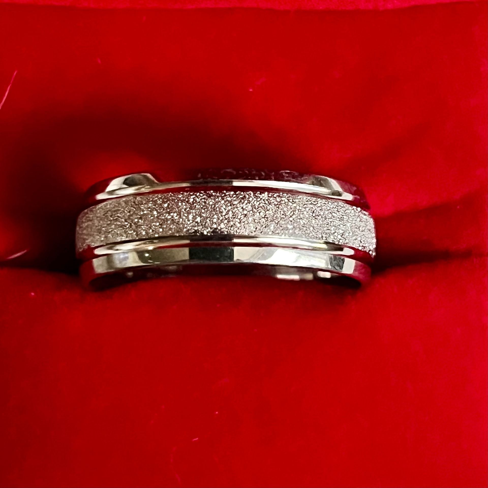Titanium Steel Silver Sandblasted 6mm Band Ring Size 12 3