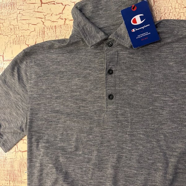 Champion Athleticwear Polo Size S Gray Heather Short Sleeve Shirt