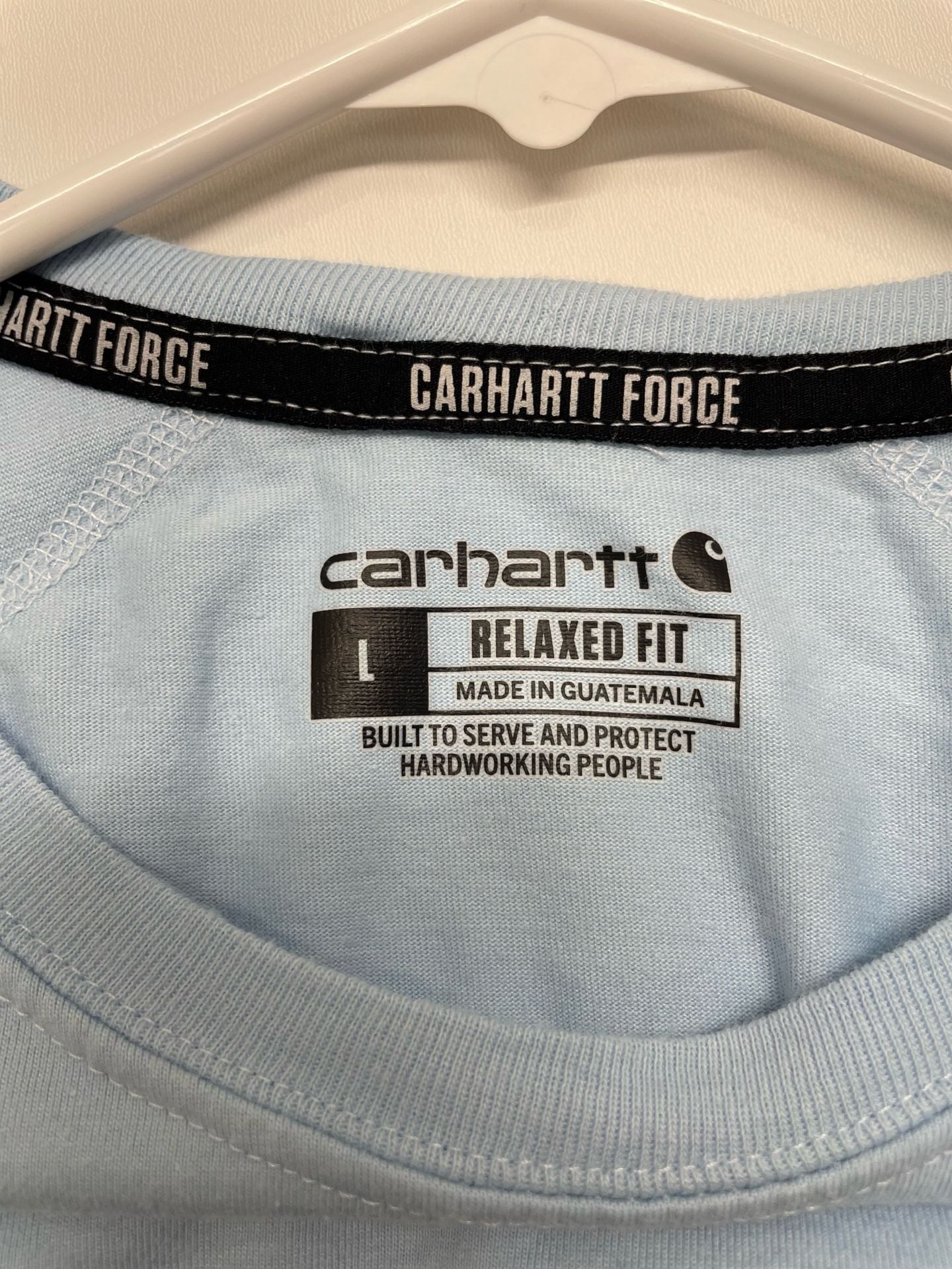 Carhartt Force Relaxed Fit T-Shirt Size L Light Blue Graphic Logo 4
