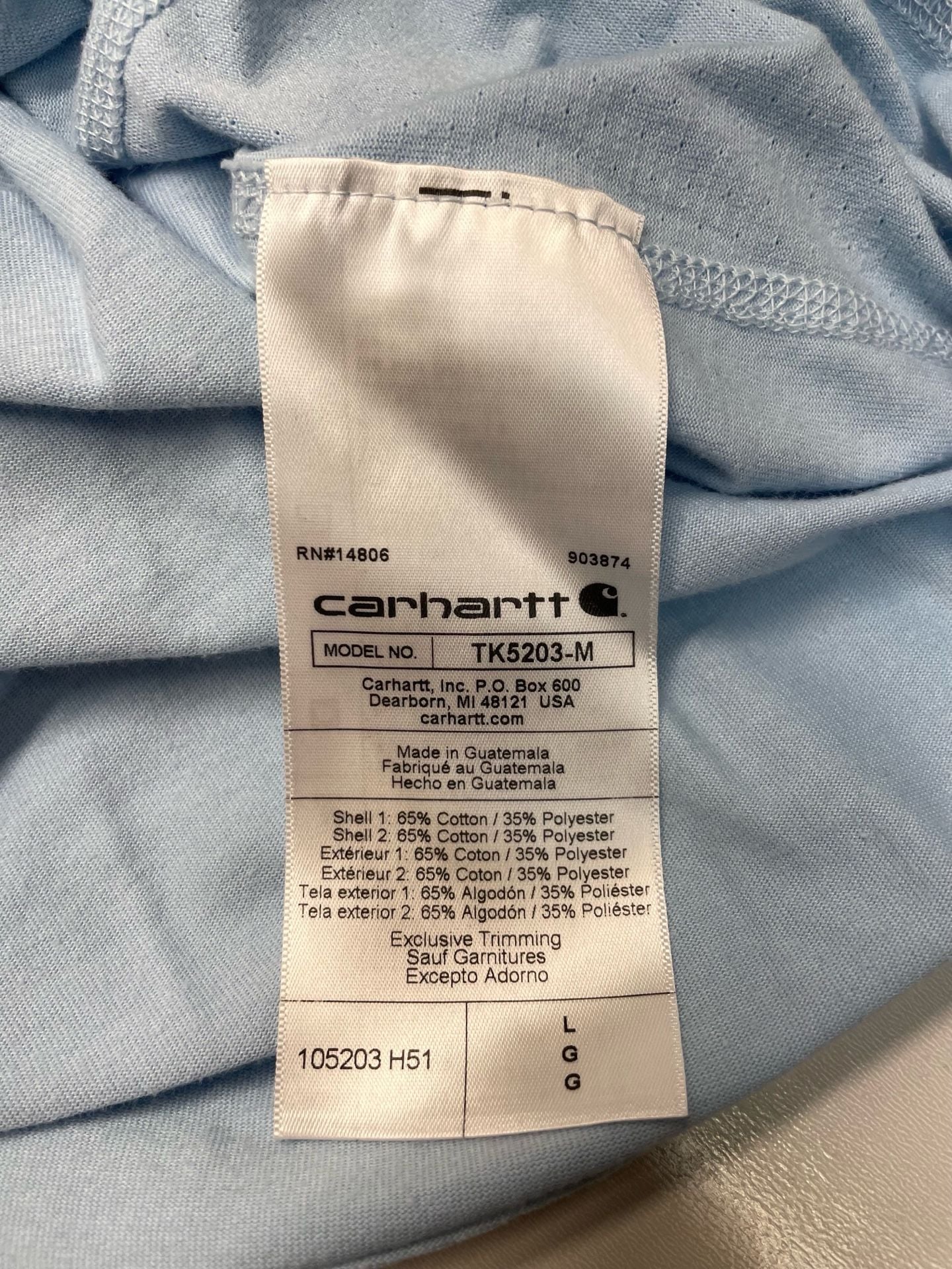 Carhartt Force Relaxed Fit T-Shirt Size L Light Blue Graphic Logo 5