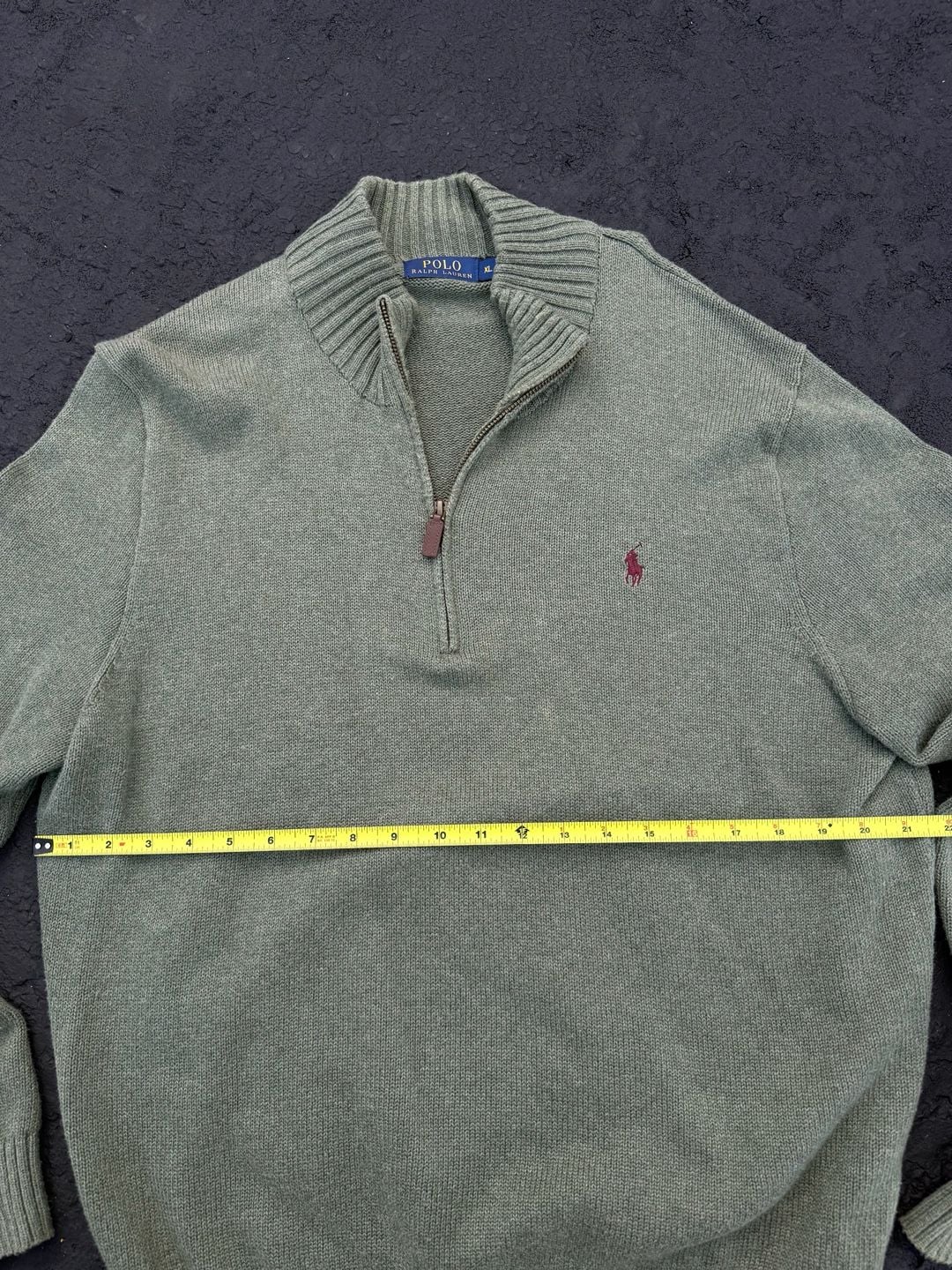 Polo Ralph Lauren Half-Zip Sweater Size XL Green Cotton 7