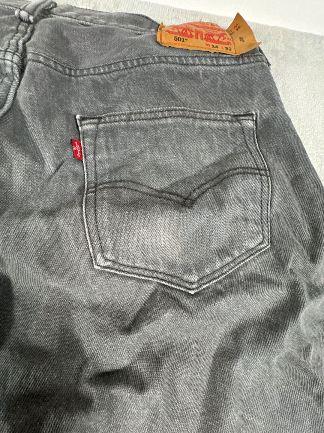Levi's 501 W34 L32 Gray Denim Jeans Button Fly 8