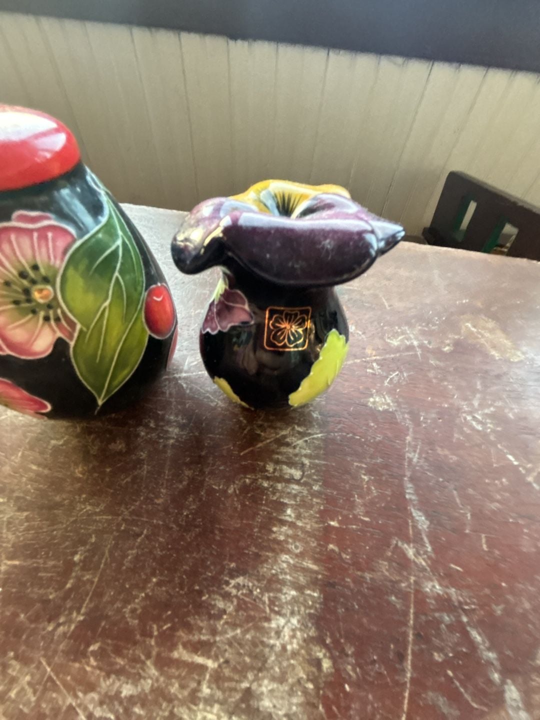 Blue Sky 2004 Floral Ceramic Salt And Pepper Shakers Set 4