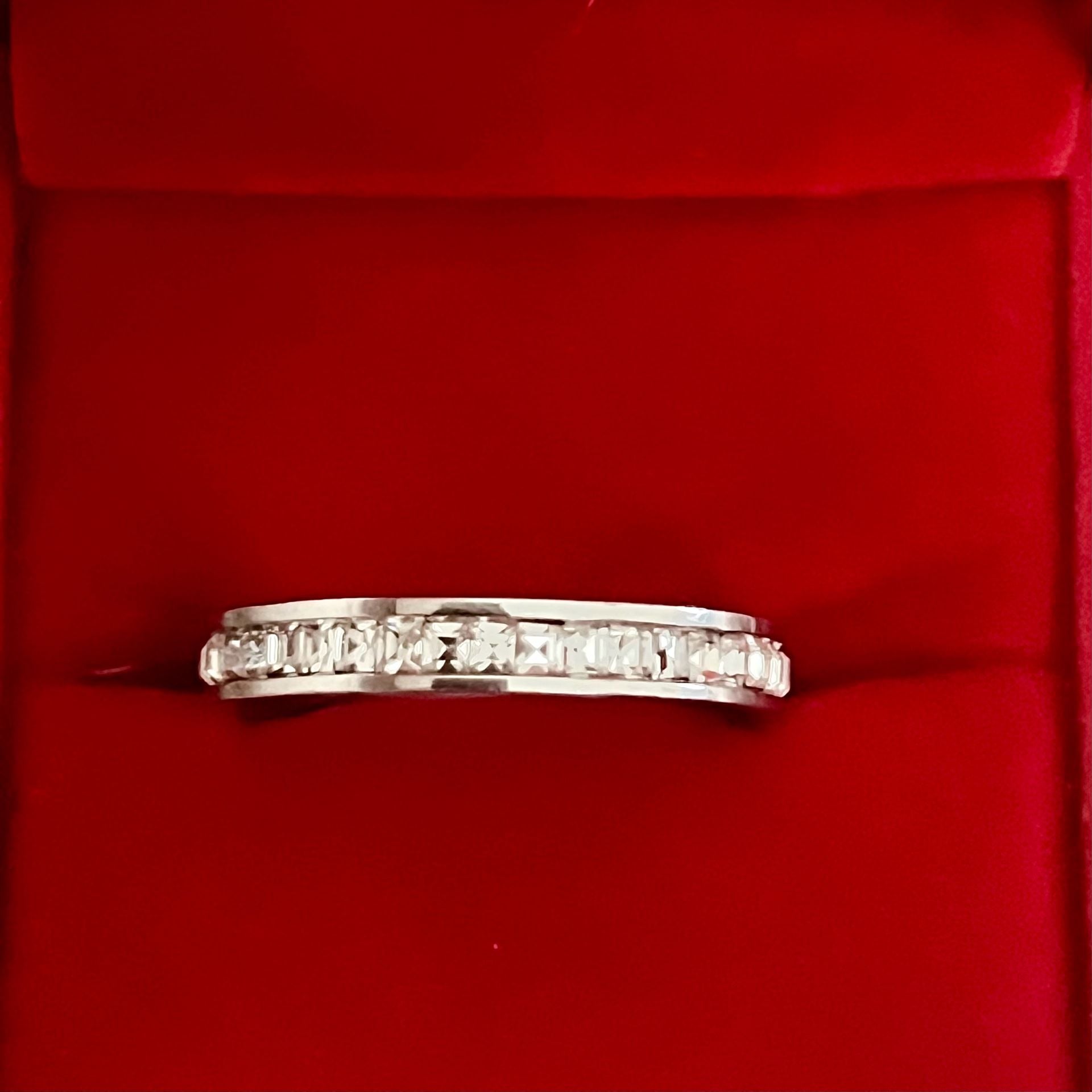 Diamond Channel Set Eternity Band White Gold Plated 4mm Band Size 12 2