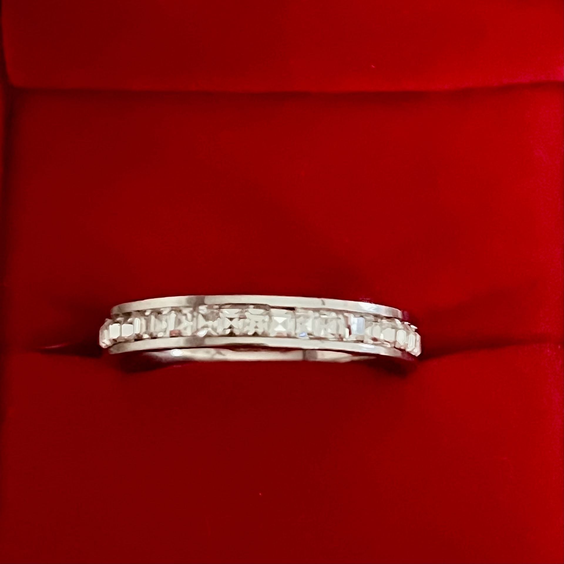 Diamond Channel Set Eternity Band White Gold Plated 4mm Band Size 12 3