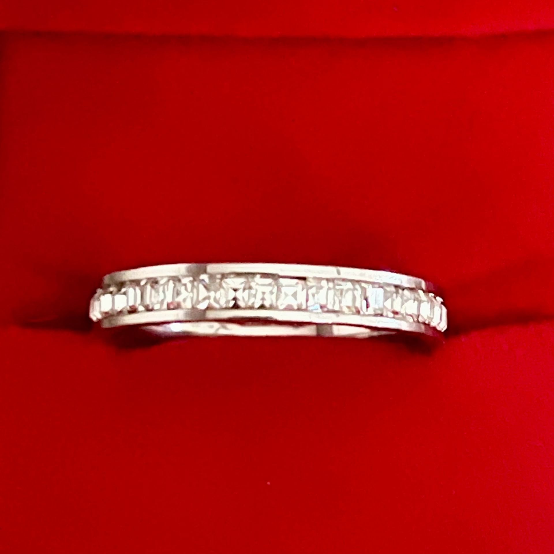 Diamond Channel Set Eternity Band White Gold Plated 4mm Band Size 12 4