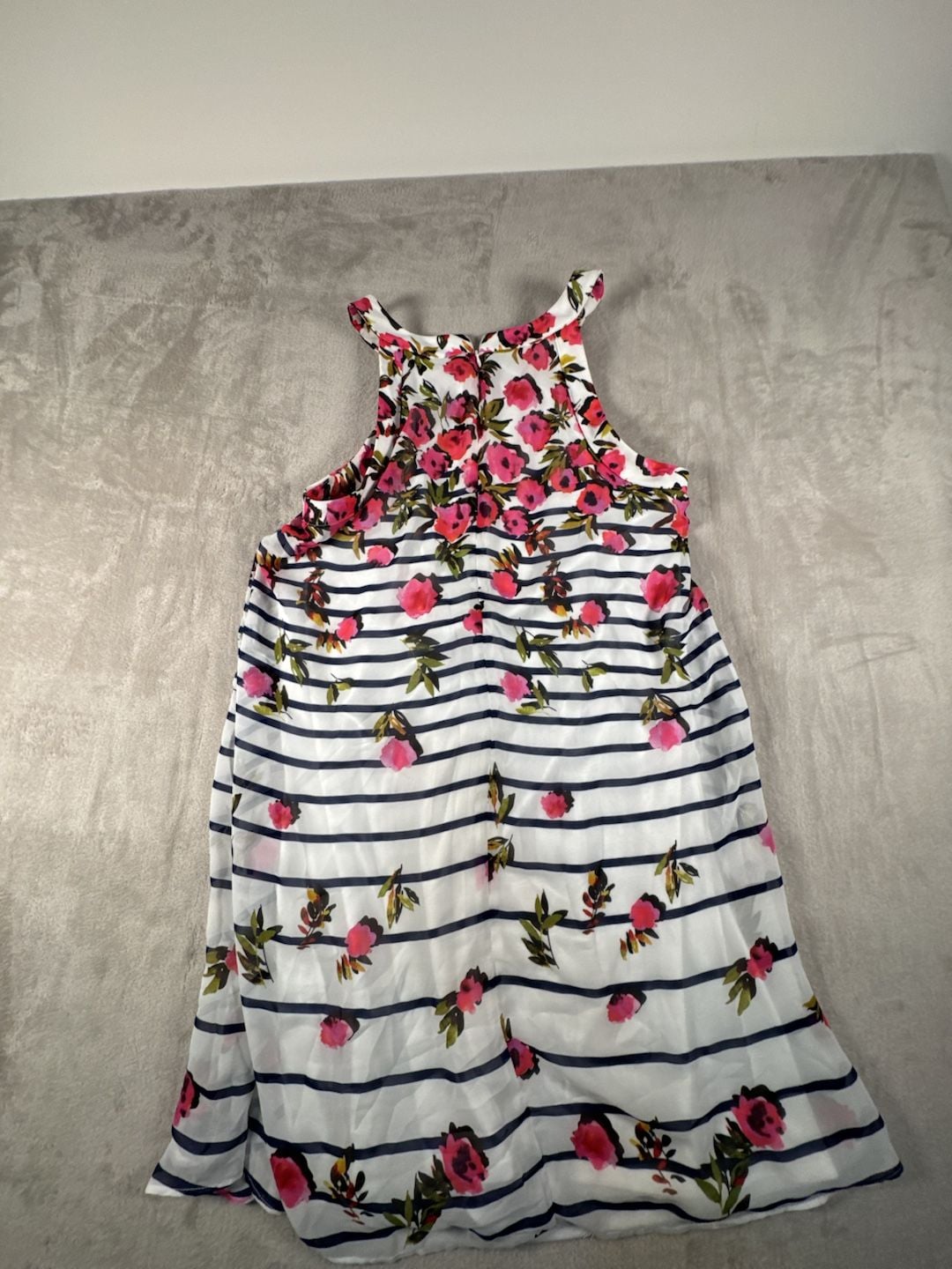 Betsey Johnson Dress Size 12 White Floral Striped Halter 6
