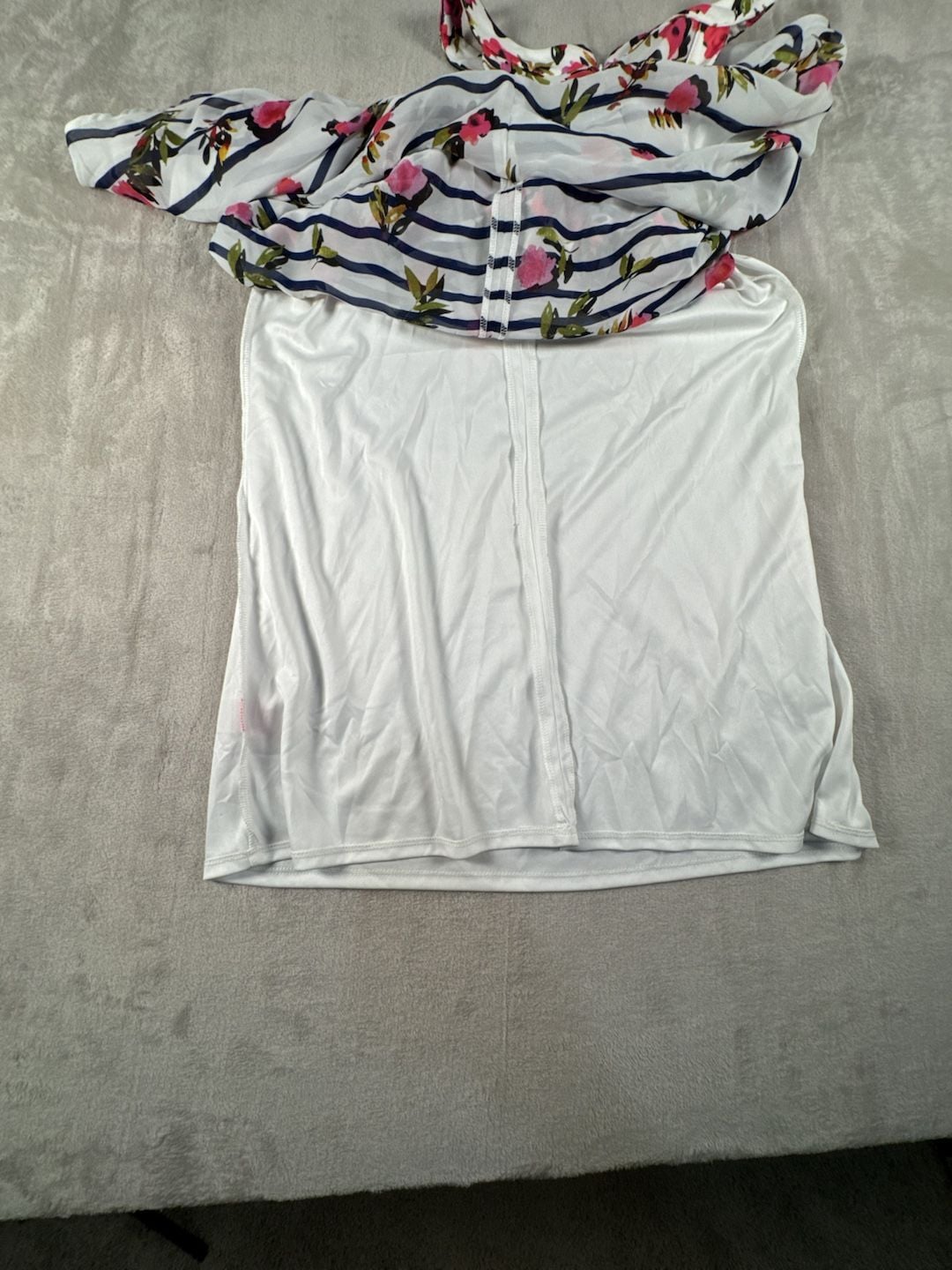 Betsey Johnson Dress Size 12 White Floral Striped Halter 7