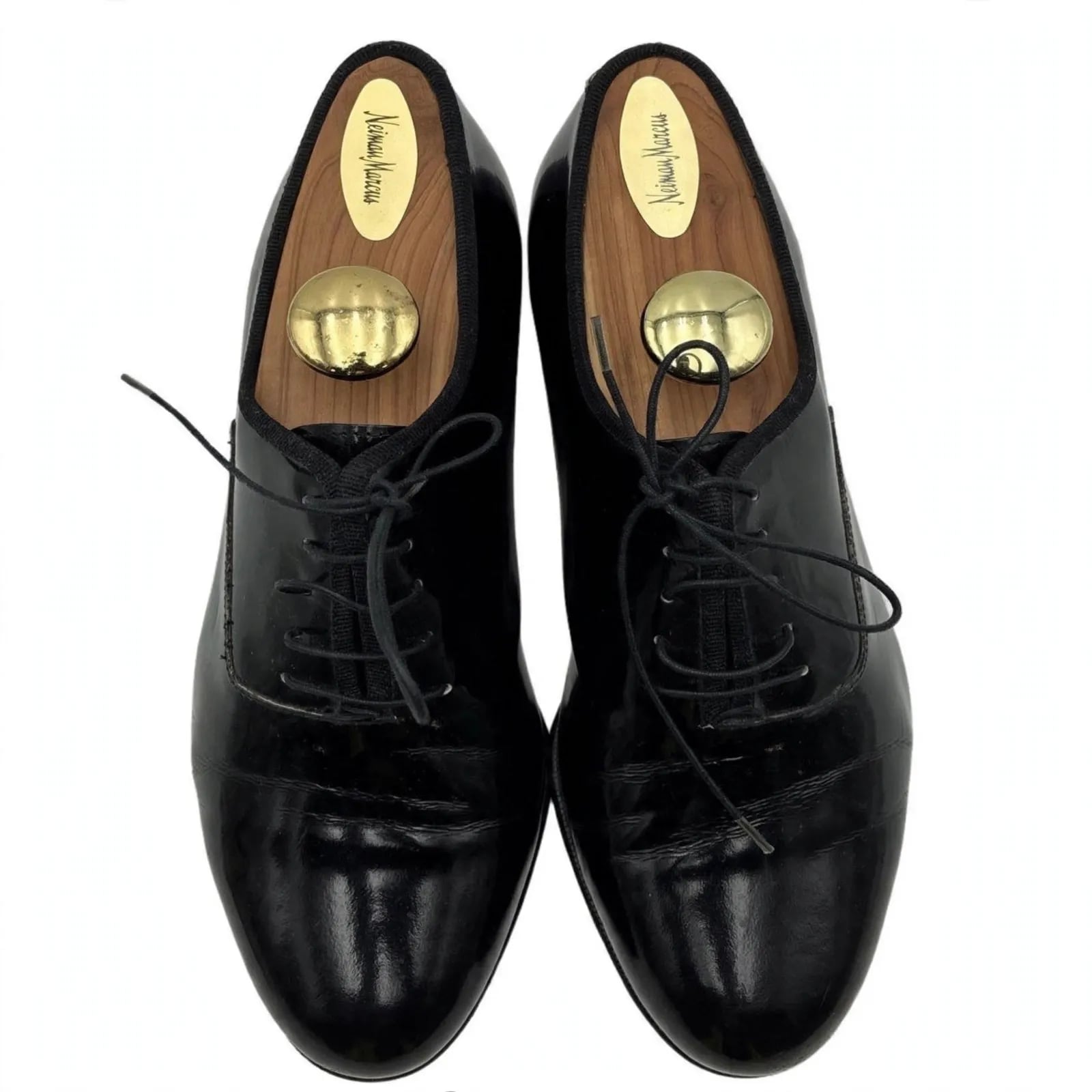 Salvatore Ferragamo Mens7.5D Black Leather Oxford Dress Shoes Rare Pattern Italy 3