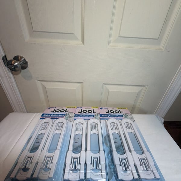 3 Jool Baby Products Sliding Cabinet Lock 4-Pack White Child Safety