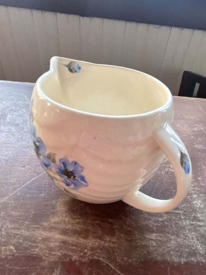James River Potteries Blue Poppy Ceramic Creamer Pitcher 1
