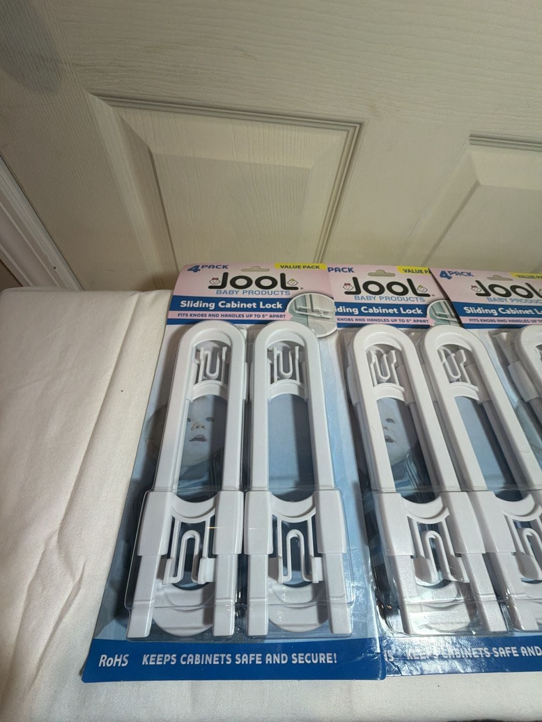 3 Jool Baby Products Sliding Cabinet Lock 4-Pack White Child Safety 2