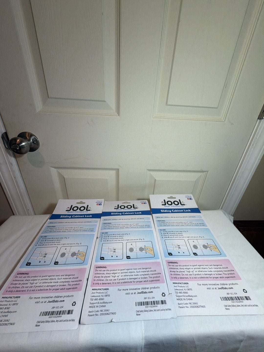 3 Jool Baby Products Sliding Cabinet Lock 4-Pack White Child Safety 3