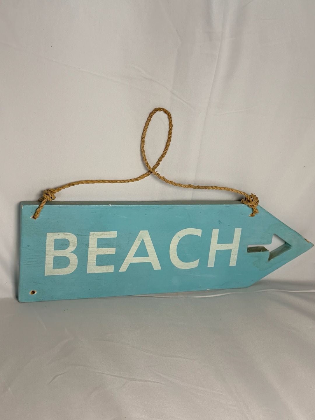 Wooden Beach Arrow Wall Sign Blue Hanging Decor 15 Inch 2