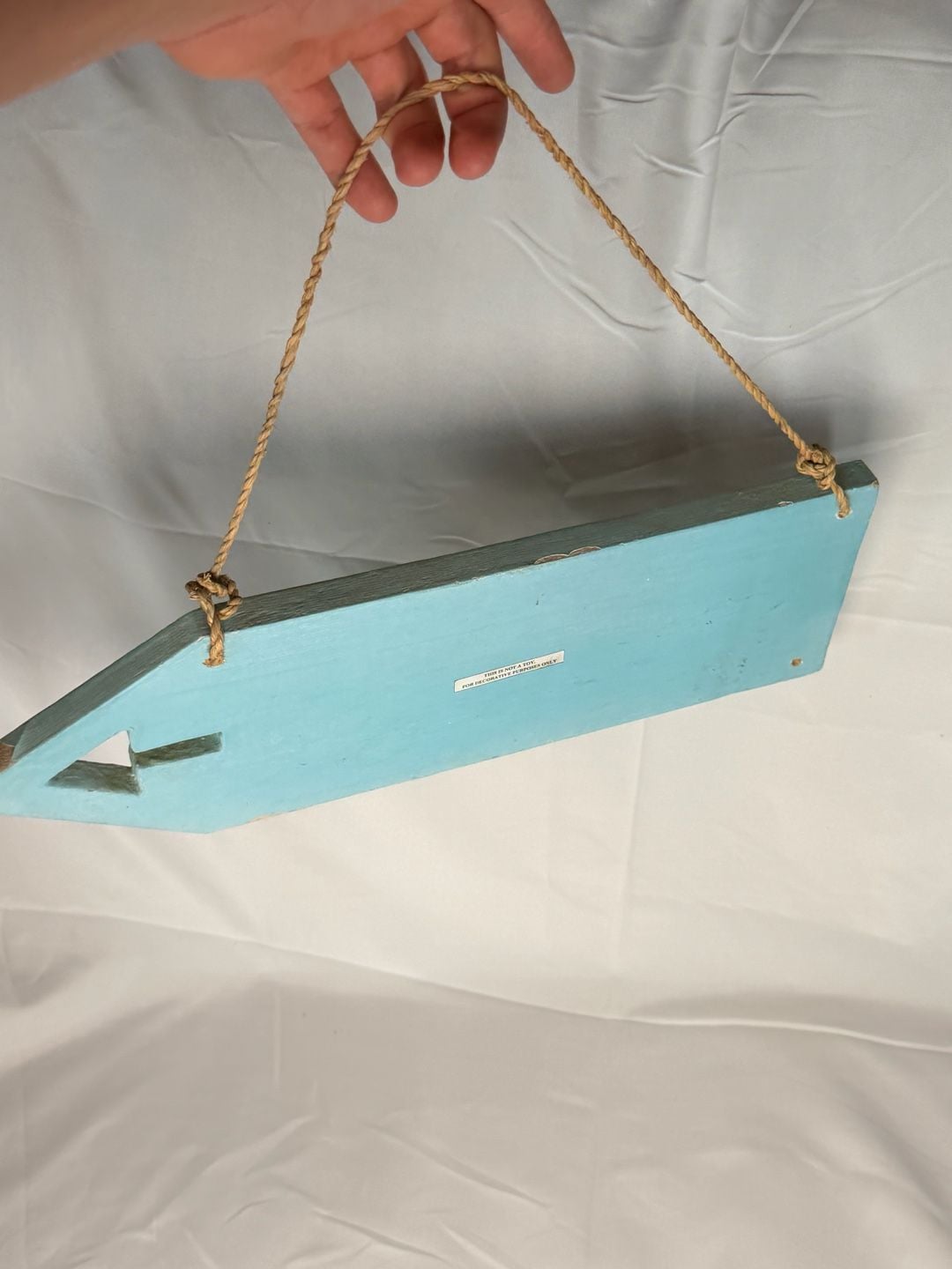 Wooden Beach Arrow Wall Sign Blue Hanging Decor 15 Inch 5