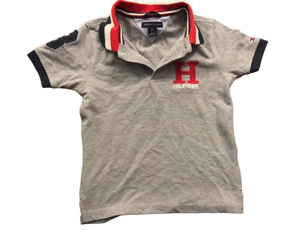 Tommy Hilfiger Polo Shirt Size 2T Gray Big H Logo Short Sleeve 2