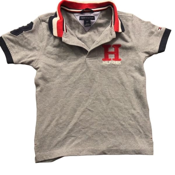 Tommy Hilfiger Polo Shirt Size 2T Gray Big H Logo Short Sleeve
